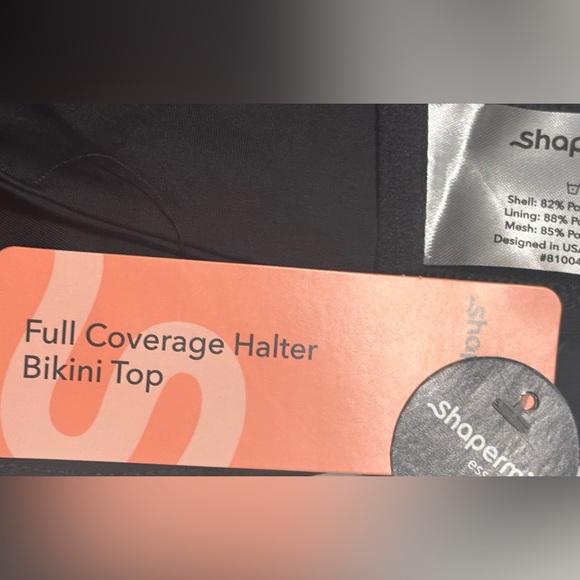 Shapermint Essentials Full Coverage Halter Bikini Top Black Large NWT Vacation - Picture 4 of 5